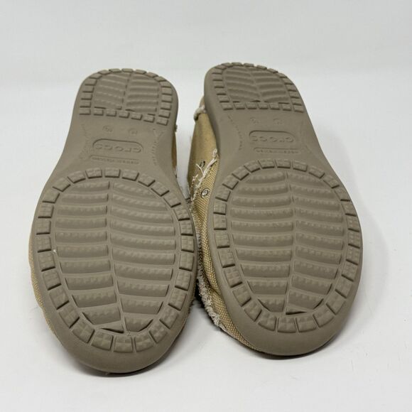 Crocs Santa Cruz Shoes Mens 10 Tan Brown Canvas Slip On Loafers Comfort Preppy main image 15